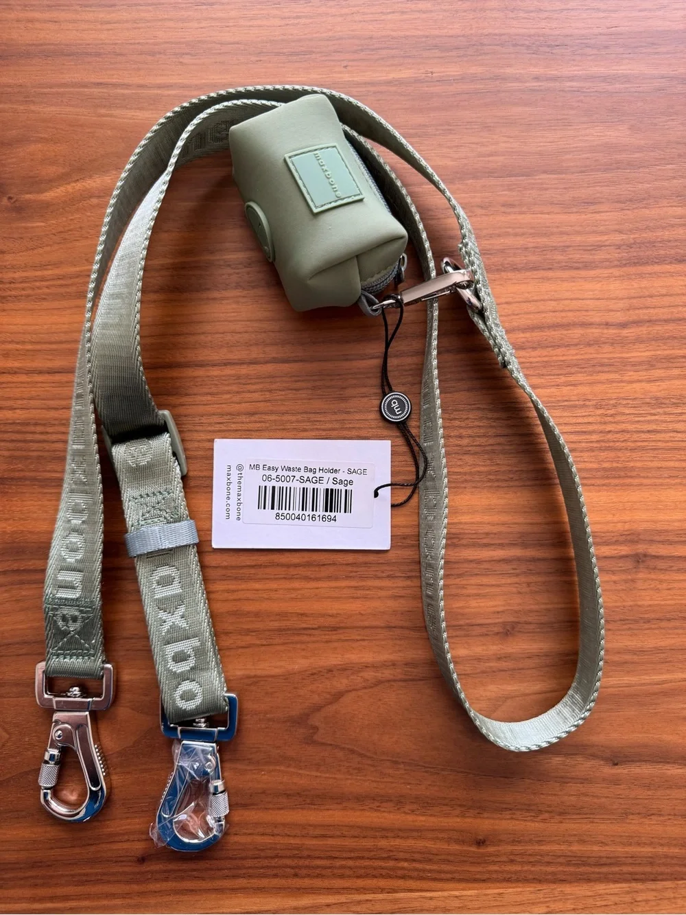 Maxbone Sage Go! Ease Hands Leash w/ Pouches + Waste Bag Holder